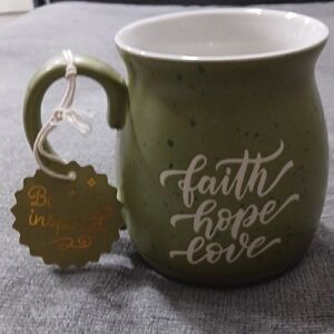 Green Ceramic Mug with Inspirational Text